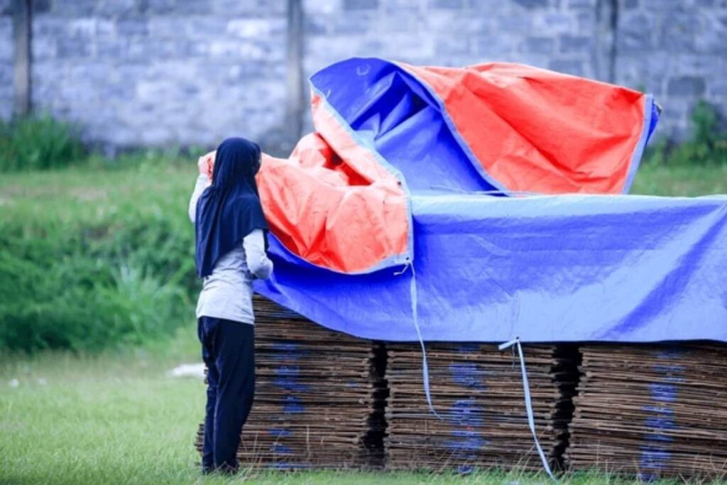 Tarpaulin rolls and industrial storage